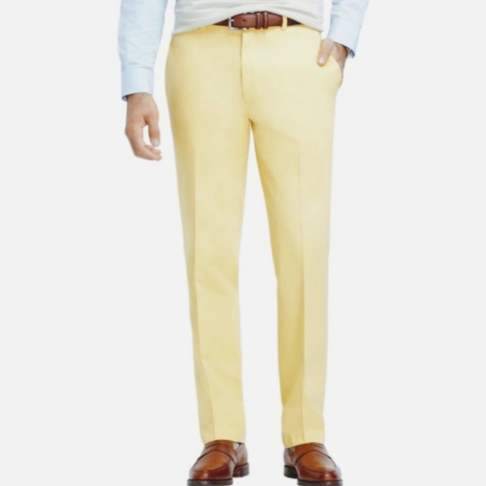 EUC Men's‎ BROOKS BROTHERS "346" Clark Chino Dress Pants Yellow | Size 38 x 30